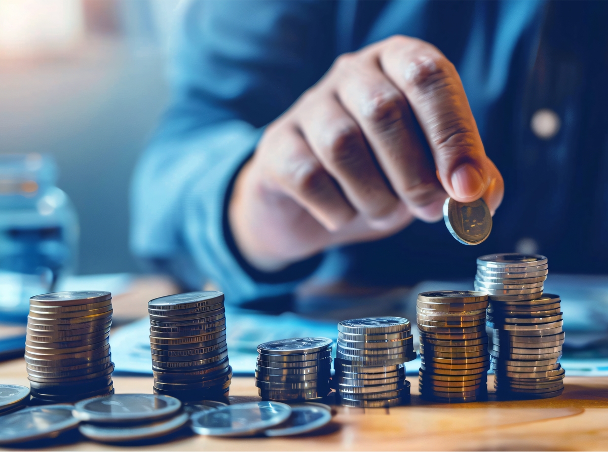 Trader calculating position size using money management