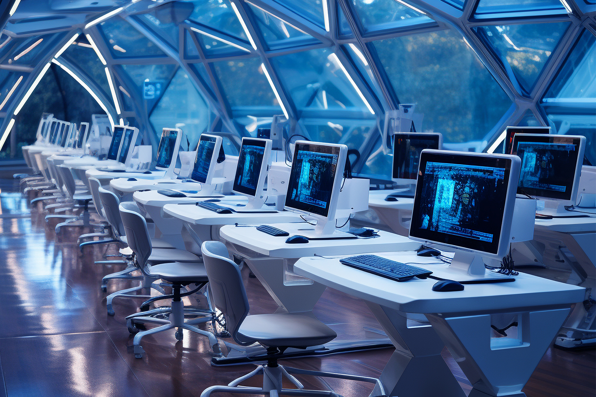 Artificial Intelligence and the “Invisible Price of Efficiency”: Lessons from Salesforce IT company employees at computers, illustrating changes in the labor market due to the introduction of AI.